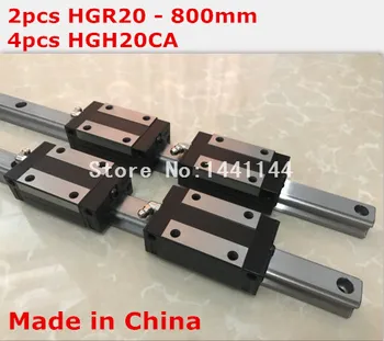 HG linijinis vadovas 2vnt HGR20 - 800mm + 4pcs HGH20CA linijinis bendrosios vežimo CNC dalys