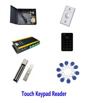 Hi-end prieigos kontrolės rinkinys,TCP/IP, vienas duris, +galia+280kg magnetinis užraktas+ID metalo touch klaviatūra reader+mygtukas+10 ID tegus,sn:komplektas-AT106