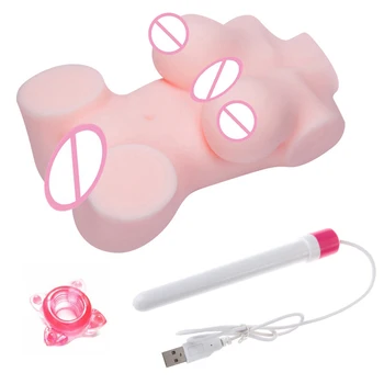 Hi-Kokybės Silikono Sekso Lėlės Su Išangės/Krūties Lytį ir Realistiškas, Vaginos,dovana USB Šildymo Strypas, Šildytuvas ir Varpos žiedas Masturba