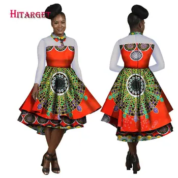 Hitarget 2017 m. Rudenį heidi bazin Afrikos Suknelės Moterims Dashiki Afrikos Vaškas Spausdinti ilgomis Rankovėmis Suknelės Tradicinių Drabužių WY1787