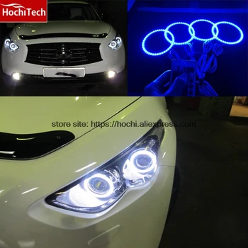 HochiTech RGB Įvairių Spalvų LED Angel Eyes Halo Žiedų rinkinys super ryškumas automobilių optikos už Infiniti FX QX70 FX35 FX37 FX50 2009-13