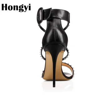 Hongyi naujas mados siurbliai moterų sexy šalies bateliai moterims nuogas juodos spalvos aukštakulnius kniedės moterų batai plonas aukštakulniai sandalai moterims