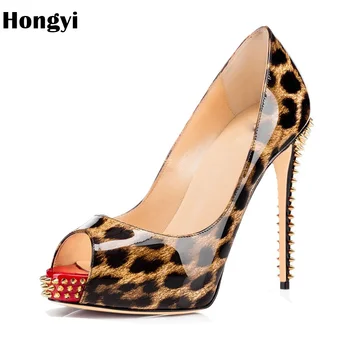 Hongyi NAUJŲ moteris aukštakulnius batus Ponios Sexy Peep Toe moterų siurbliai Sagtis kniedės nude aukštakulniai bateliai nemokamas pristatymas