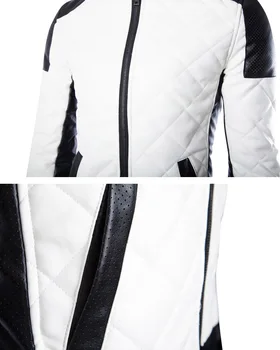 Hot aukštos kokybės mados vyrų žiemos odinė striukė stovėti apykaklės pu kailis jaqueta de couro juoda balta M 3XL 4XL 5XL BY210