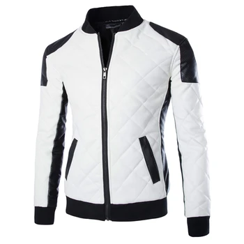 Hot aukštos kokybės mados vyrų žiemos odinė striukė stovėti apykaklės pu kailis jaqueta de couro juoda balta M 3XL 4XL 5XL BY210