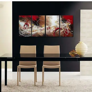 Hot rankomis dažyti Aukštos kokybės modernių abstrakčiai naftos tapyba ant drobės, sienos meno grupės namų puošybai 4pcs MC160513