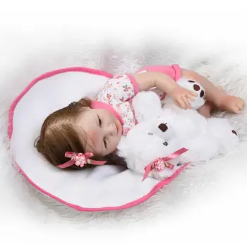Hotsale 55CM Mergaitė Princesė Minkšto Silikono Lėlės Reborn Baby Lėlės Gyvas Naujagimis Bebe Atgimsta Lėlės Žaisti HouseToy Dovanos Bonecas