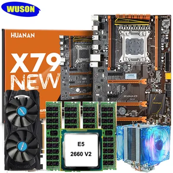 HUANAN deluxe X79 deluxe žaidimų plokštė PROCESORIUS Xeon E5 2660 V2 su CPU aušintuvas RAM 64G(4*16G) DDR3 RECC RX460 4GD5 visiems išbandyti