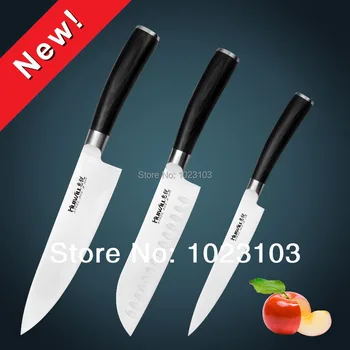 Huiwill nustatyti virėja santoku naudingumas virtuvinis peilis aukštos kokybės Japonų AUS-8 nerūdijančio plieno virtuvės peilis juodas G10 rankena