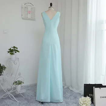 HVVLF 2018 Pigūs Bridesmaid Dresses Pagal 50-line V-kaklo Grindų Ilgis Mėtos žalumo Šifono Vestuvės Suknelės