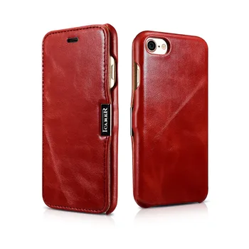 ICARER Vintage Serija (Pusė-atvira), natūralios Odos Atveju iPhone, 7 Vaiskiai rankų Flip Case Cover Už iPhone8 Juoda/Raudona/Ruda
