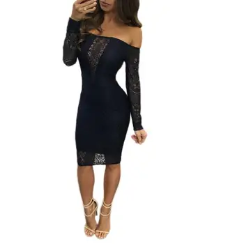Iki 2017 m. vasaros suknelė naują moterų suknelė žodį apykaklės stora tuščiaviduriai nėrinių požiūriu speneliai vientisos spalvos siūlėmis siuvinėjimo suknelė G59