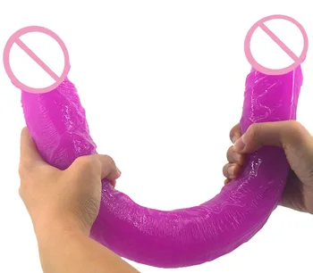 Ilgas dvigubas dildo minkštas didžiulis tikroviškas dildo dvigubai skverbtis gėjų sekso žaislai, dirbtinės varpos sekso žaislai moteris butt plug