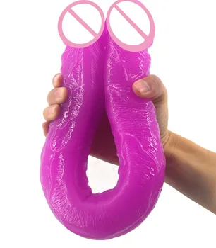 Ilgas dvigubas dildo minkštas didžiulis tikroviškas dildo dvigubai skverbtis gėjų sekso žaislai, dirbtinės varpos sekso žaislai moteris butt plug