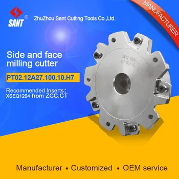 Indexable milling cutter Match insert XSEQ1204 Side and face milling cutter disc PT02.12A27.100.10.H7/SMP01-100X7-A27-SN12-10