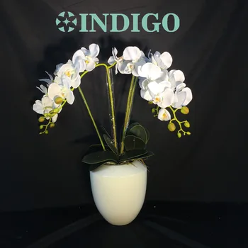 INDIGO - Gėlių Arrangment Baltos Orchidėjos Lapai Nekilnojamojo Touch Gėlių Vestuves Netikrą Gėlių, Dekoratyvinių Renginys Nemokamas Pristatymas