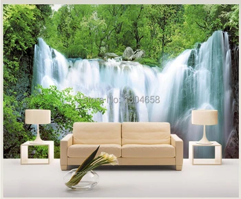 Individualų foto tapetai kambarį kambaryje sofa fone sienų apdaila kraštovaizdžio krioklys