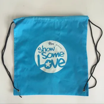 Individualų Poliesteris raišteliu krepšys (500pcs/lot) 30x45cm reklaminių dovanų maišelis eco-friendly raišteliu kuprinė už reklamos