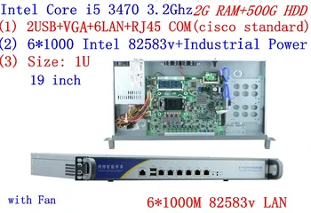Intel CORE I5 3470 3.2 Ghz 1U asmens vpn Firewall su 6* intel 1000M 82583V Gigabit LAN Mikrotik ROS ir pan 2G RAM 500 HDD