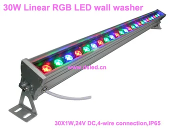 IP65,CE,geros kokybės, didelės galios 30W Linijinis RGB LED siena plovimo,Linijinis 30W RGB LED juostos šviesos,30*1W,24VDC,DS-T76-100cm-30W-RGB,
