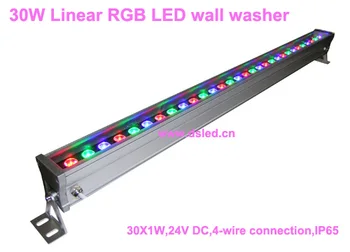 IP65,CE,geros kokybės, didelės galios 30W Linijinis RGB LED siena plovimo,Linijinis 30W RGB LED juostos šviesos,30*1W,24VDC,DS-T76-100cm-30W-RGB,