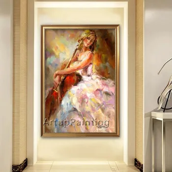 Ispanų Flamenko smuikas mergina aliejaus tapyba, drobės tapybai sienos menas nuotraukas kambarį namų dekoro quadro caudros decoracion