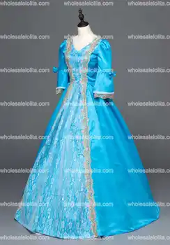 Istorinio Karališkojo Teismo Mėlyna Viktorijos Laikotarpio Suknelė Žydra Pietų Belle Teatro Drabužių