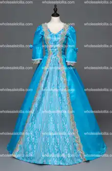 Istorinio Karališkojo Teismo Mėlyna Viktorijos Laikotarpio Suknelė Žydra Pietų Belle Teatro Drabužių