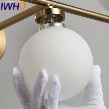IWHD 3 Vadovai Stiklo Kamuolys Sconce Sienų apšvietimo Įranga Geležies LED Sienos Lempos Modernių Namų Apšvietimo Laiptų Stilius Loft Retro Wandlamp