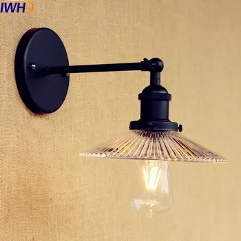 IWHD Balck Stiklo Retro Sienos Lempos Derliaus Rankos Loft Stiliaus Pramonės Edison Sienos Sconce Žibintai LED Laiptų Šviesos Arandela Lampe