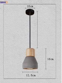 IWHD Cemento Loft Vintage Stiliaus Pakabukas Lempa, Pramonės Šviesą Virtuvėje Šviesos Armatūra Medienos Pakabukas Žiburiai restoranas Lamparas