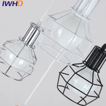 IWHD Stiliaus Loft Pramonės Pakabinti Žibintai Geležies Narve, Derliaus LED Pakabukas Lengvosios Pramonės, Apšvietimo Lampen Pietūs Restorane Blizgesio