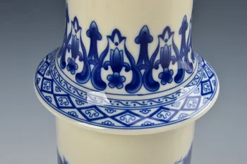 Išskirtinį Kinijos archaize Ranka raižyti mėlynos ir baltos spalvos porceliano dukart sluoksnių hollow-out vaza