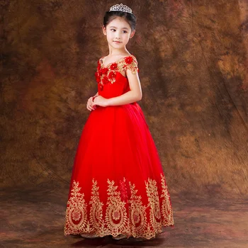 Išskirtinį Siuvinėjimo Vaikai princesė kostiumai, Vestuvių Gėlių Mergaitė Tutu fortepijono atlikimo gimtadienio suknelė princesė cosplay