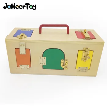 JaheerToy Montessori Švietimo Žaislas Atrakinimo Lange Vaikų Gebėjimui Mokymo Kūdikių Mediniai Žaislai 3-4-5-6 Metų Kūrybos Dovana