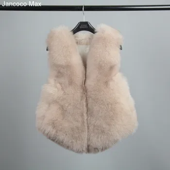 Jancoco Max 2018 Naują Atvykimo Nekilnojamojo Fox Fur Visą Odos Liemenė Žiemą Šilta Liemenė Moterų Mados Stilius Gilet S7157