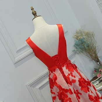 JaneVini Raudonos Nėrinių Ilgai Bridesmaids Suknelės 2018 Seksualus V-Kaklo Vestuvių Svečias Šalis Suknelės Linijos Prom Chalatai Kleid Brautjungfer