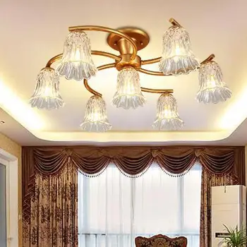Japanese Exquisite H65 Copper Ceiling Lights + glass flower Lamp shade LED Lamparas De Techo showcase home art lights & Lighting