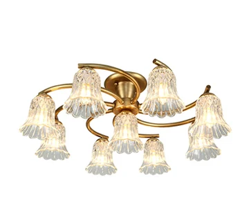 Japanese Exquisite H65 Copper Ceiling Lights + glass flower Lamp shade LED Lamparas De Techo showcase home art lights & Lighting