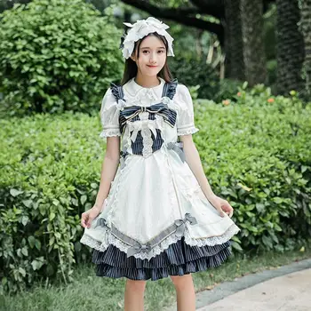 Japonijos lolita dress 2017 mados prekės ženklo Aikštėje Apykaklės siuvinėjimo suknelė moterų buvo plonas lankas kryžiaus nėriniai gražus suknelė wj1508