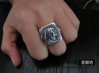 Japonijos nauja sidabro 925 sterlingas sidabro vyrų Indijos vyriausiasis vadovas žiedas erelis rodomojo piršto žiedą