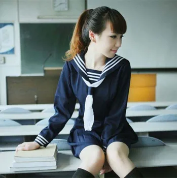 Japonijos Studentų Drabužių Mažų Šviežių mokyklą vienodas mergaičių klasės aptarnavimas klasikinis Kostiumas Sailor vasaros Suknelė Cosplay mergaičių kostiumas