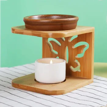 Japoniško stiliaus Bambuko Lentynos Keramikos PIante Smilkalų Degiklis Office 
