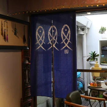 Japonų stiliaus durų užuolaidos mėlynos užuolaidos miegamajame, gyvenamasis kambarys, vonios kambarys, virtuvės užuolaidų žuvų durų užuolaidos