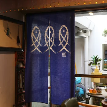 Japonų stiliaus durų užuolaidos mėlynos užuolaidos miegamajame, gyvenamasis kambarys, vonios kambarys, virtuvės užuolaidų žuvų durų užuolaidos