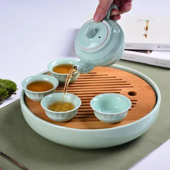 Japonų Stiliaus Vandens Saugojimo bambuko arbatos dėklas Namų Kinijos Keramikos Kung Fu arbatos rinkinys, Paprastas Patvarus, Arbatos Aksesuarai, Greitai Paštu