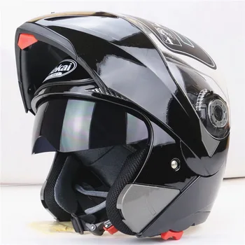 JIEKAI 105 OFF Road undrape veidą Motociklo Šalmas riteris motokroso Motociklą Jojimo šalmai pagaminti iš ABS Ryškiai juoda spalva