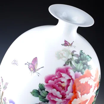 Jingdezhen keramika, rankų darbo dažytos pastelinių Bijūnas Žydinčių Vaza Apdailos meistras Peng Xiaoqing surinkimo pažymėjimas
