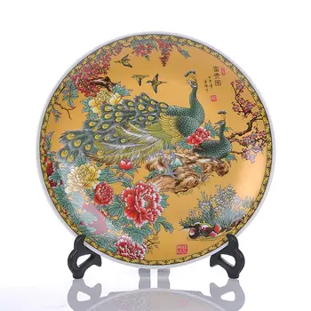 Jingdezhen keramikos prabanga dekoratyvinės plokštės kabinti plokštė pastelinių povas šeštadienis šiuolaikinio namų dekoro apdailos amatai