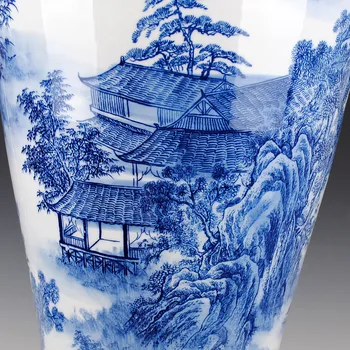 Jingdezhen keramikos spalvos glazūra vaza prancūzijos mėlyna ir balta vaza šiuolaikinio gyvenimo kambario dekoro 1 skaitikliai Viešbutyje